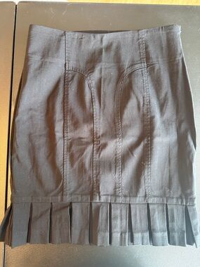 grass collection Black Pleated-Hem Mini Skirt